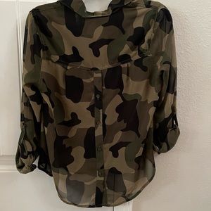 Active Sheer Camo Blouse size M